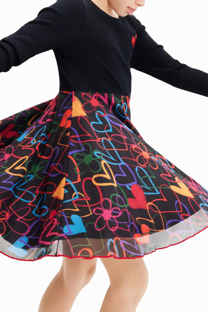 Short combination heart dress | Desigual