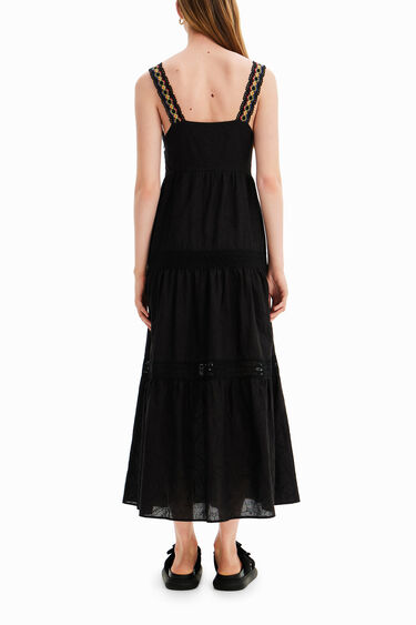 Vestit llarg tirants brodat | Desigual