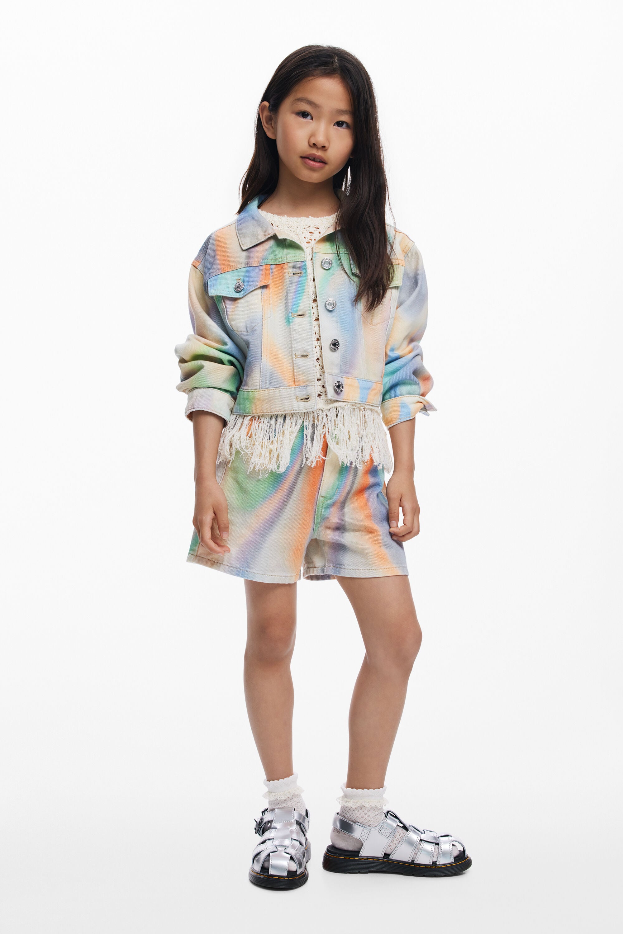 Desigual, kurze tye-die jeans, Kinder, Baumwolle, 9/10