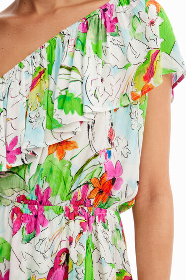 Vestit curt asimètric tropical | Desigual