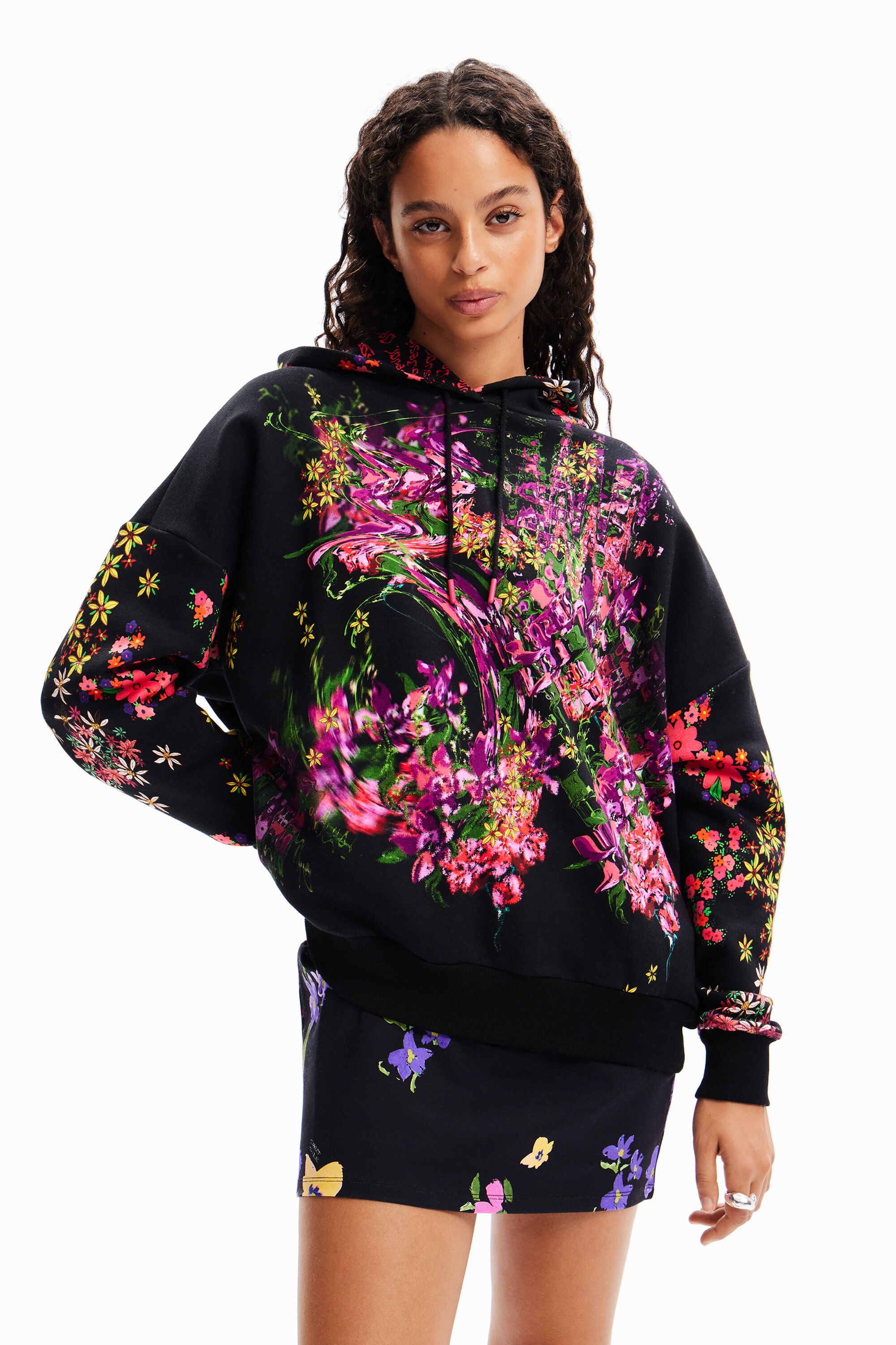 Desigual Oversize floral hoodie