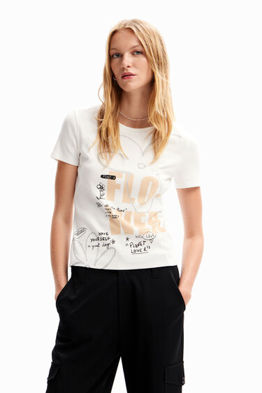 Camiseta flor mensajes | Desigual