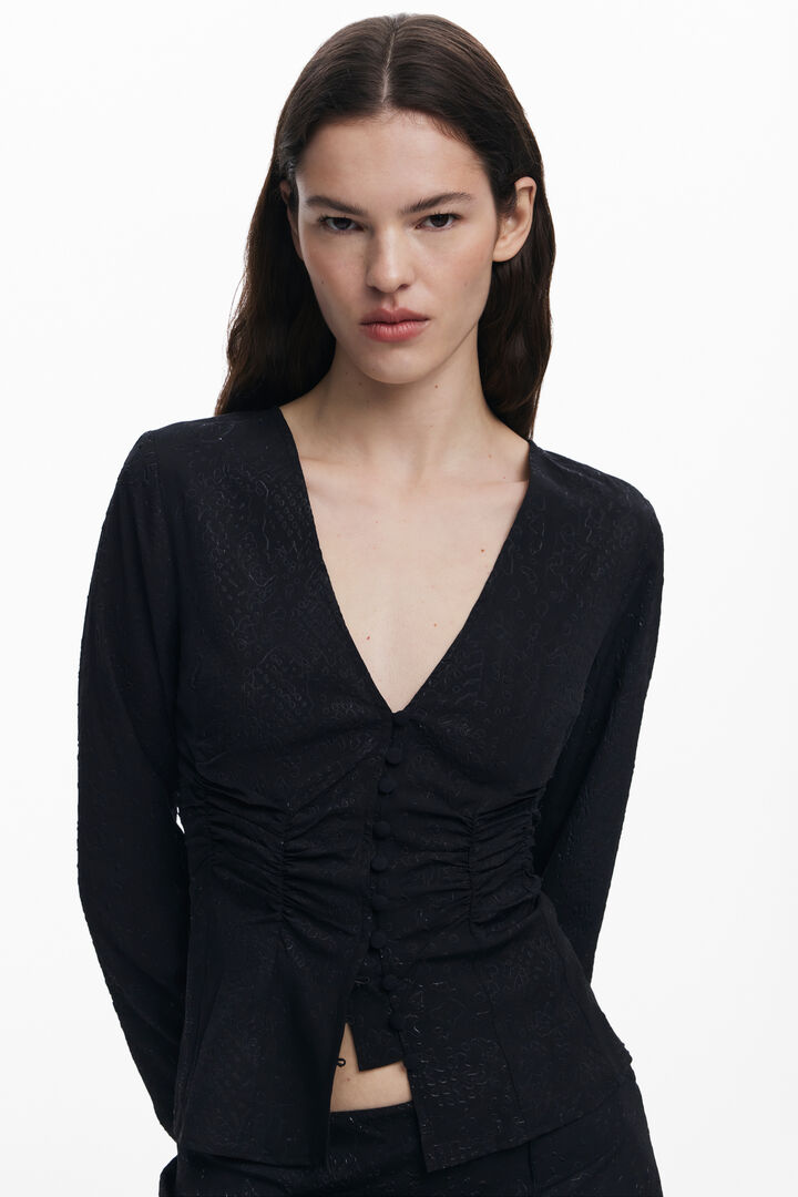 Blusa encaje cuello V | Desigual
