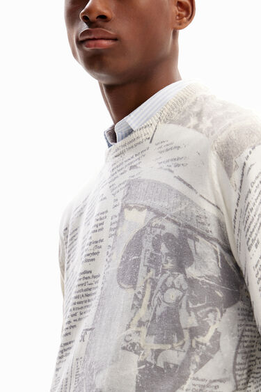 Fine newspaper pullover | Desigual