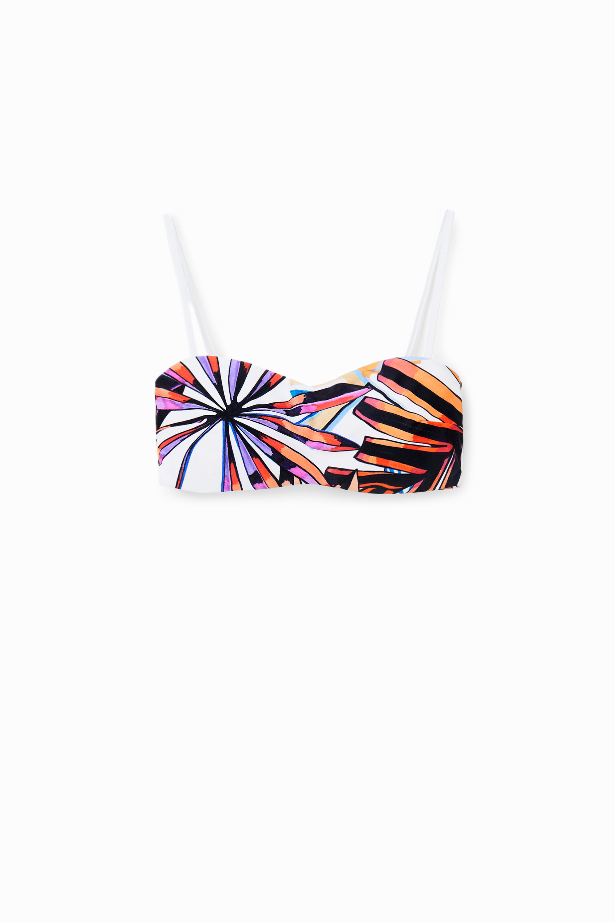Top bikini bandeau tropical - WHITE - S