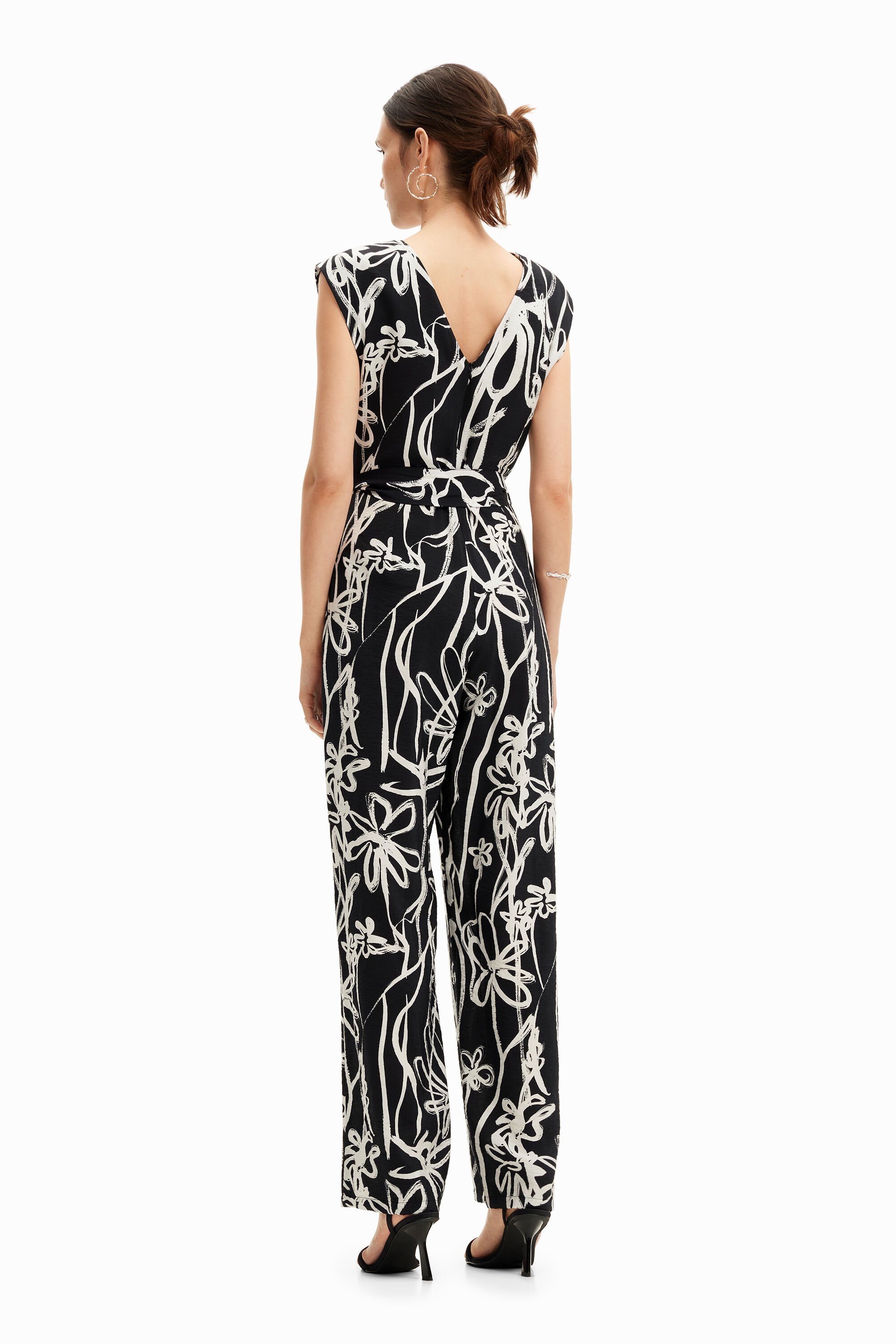 Long jumpsuit with illustrated flowers women s I Desigual