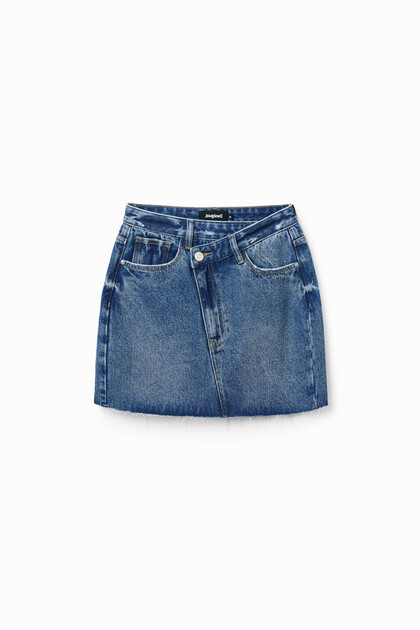 Denim criss-cross waist mini skirt