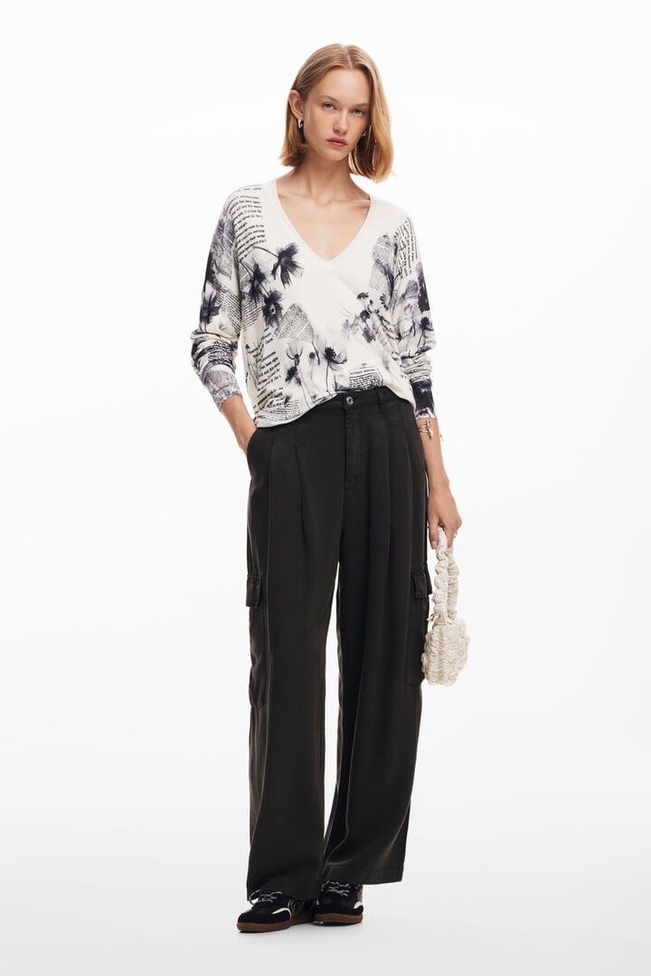 Newspaper print sweater | Desigual