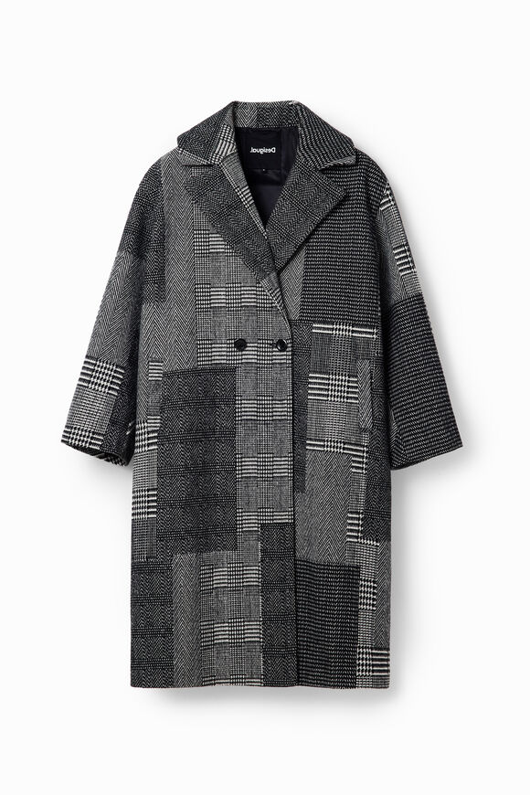 Abrigo largo patchwork lana