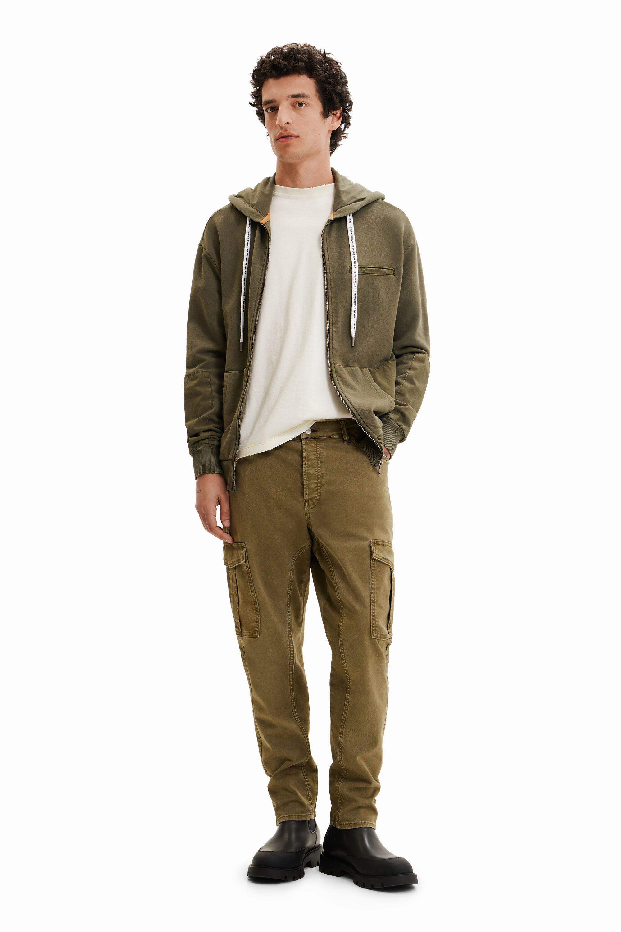 Desigual Hybrid Cargo Trousers In Green