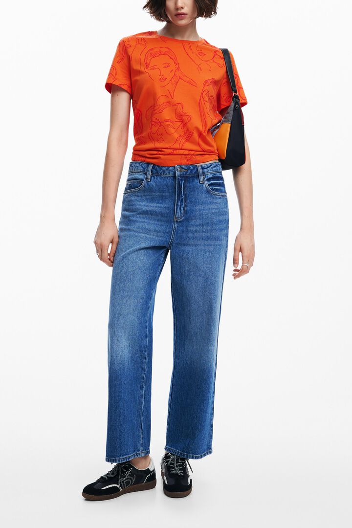 Short-sleeved T-shirt with faces | Desigual