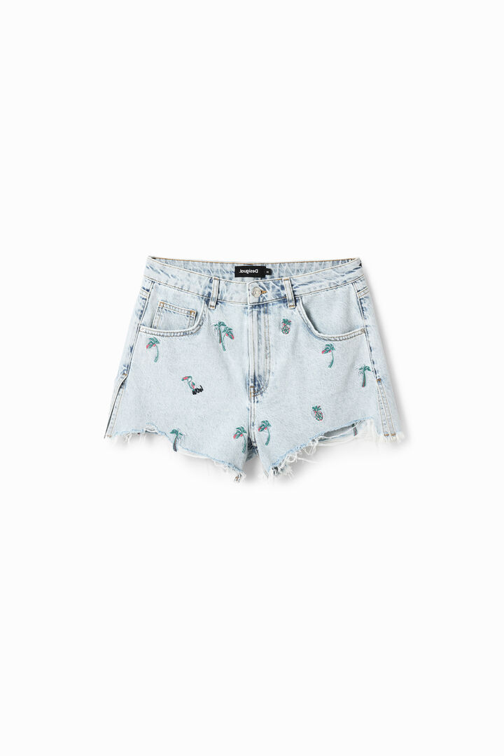 Embroidered denim shorts | Desigual