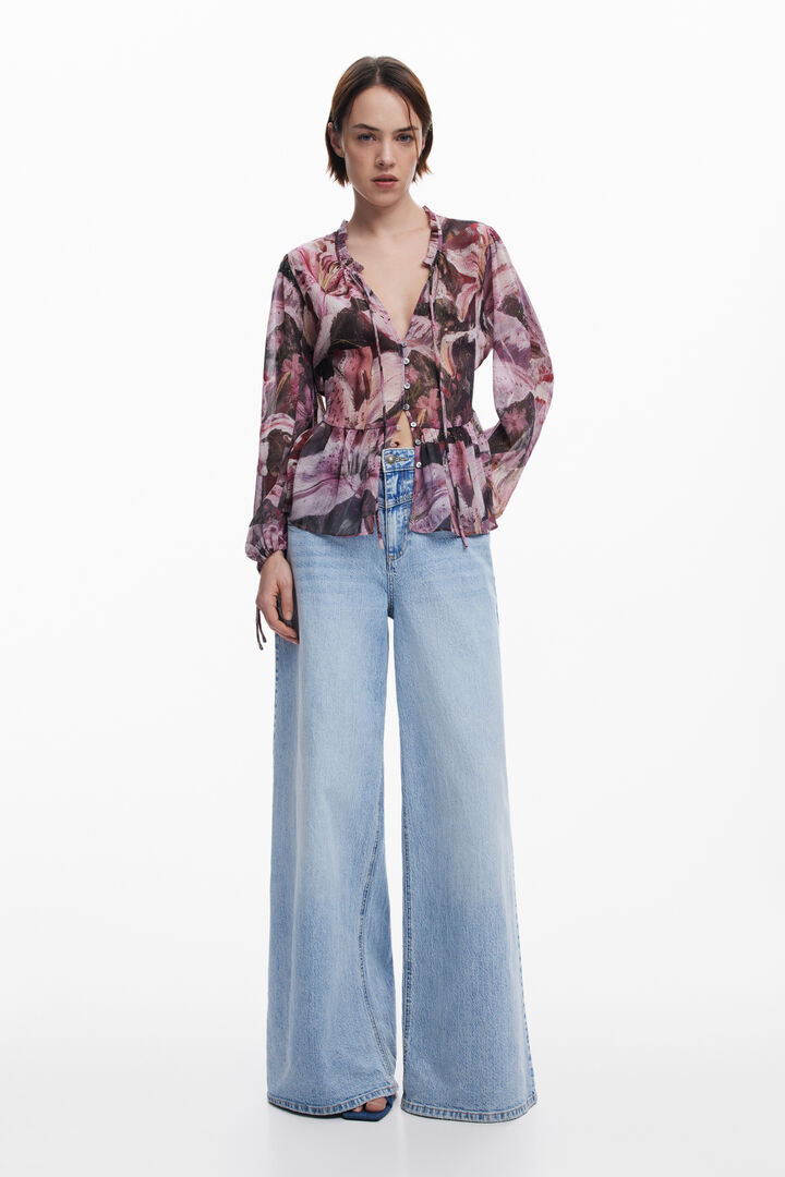 Fließende Bluse mit Lilienmuster | Desigual