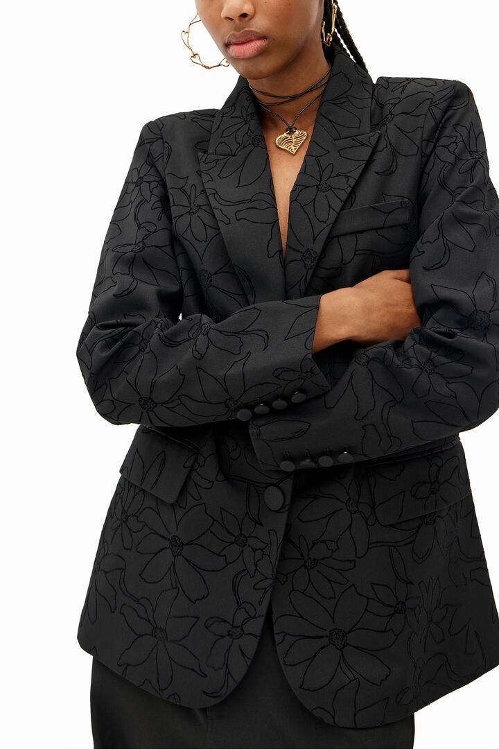 Blazer with die-cut flower silhouette | Desigual