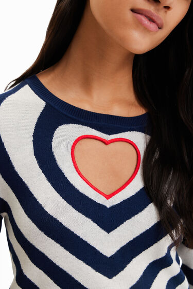 Striped heart cut-out pullover | Desigual