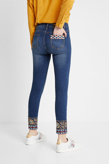 Skinny Floral Embroidery Jeans Desigual Com