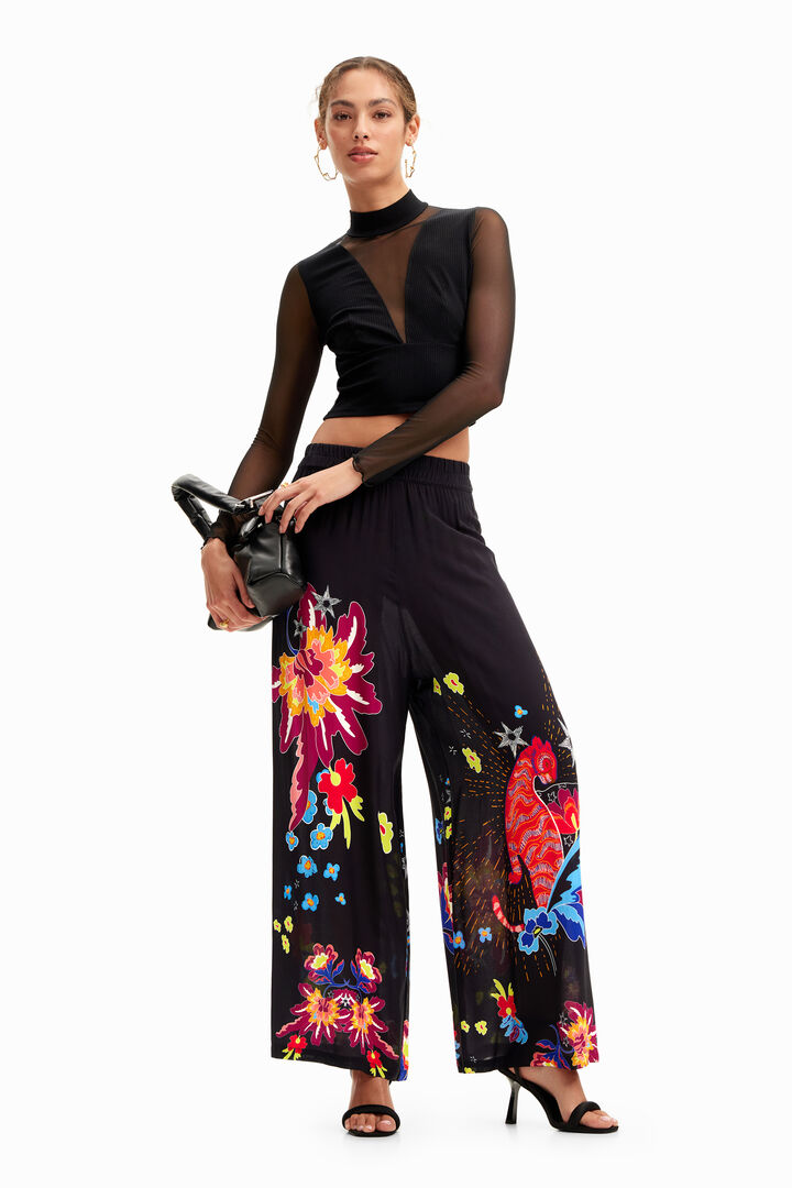 Jungle design palazzo trousers | Desigual