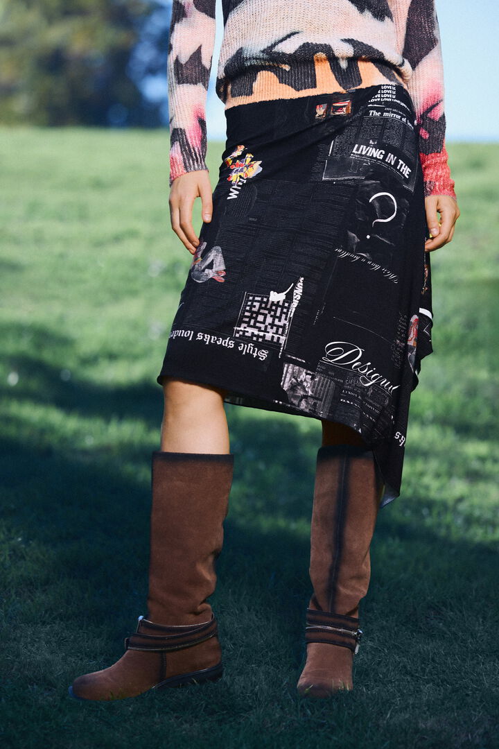 newspaper A-line skirt