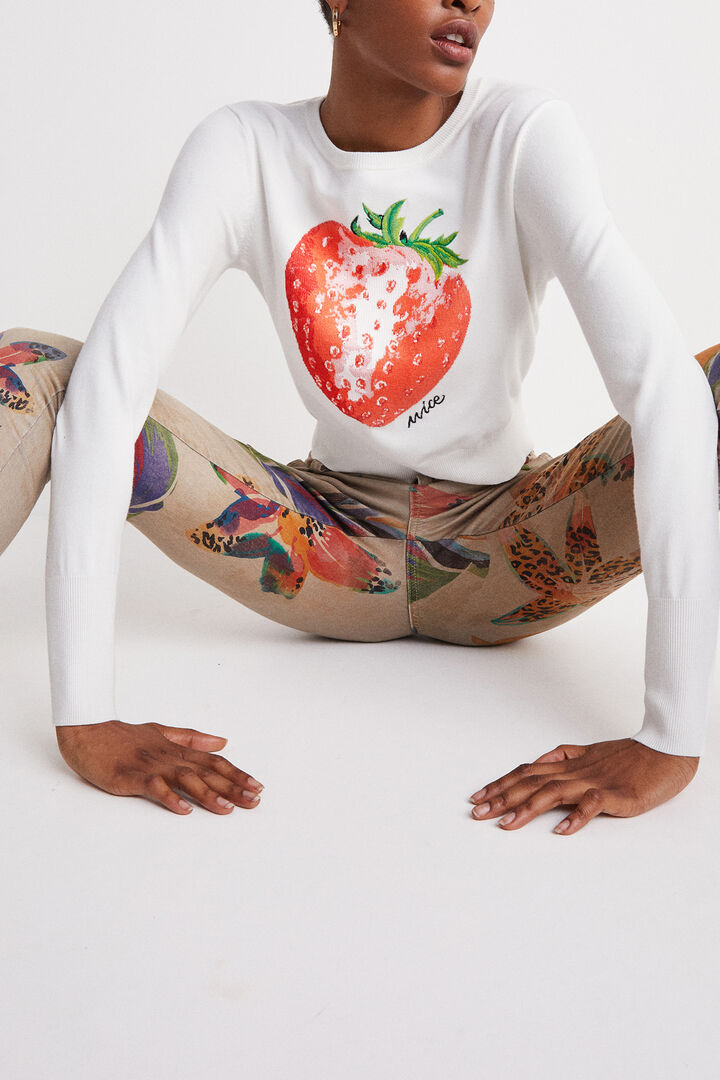 Cropped pulover z motivom jagode | Desigual