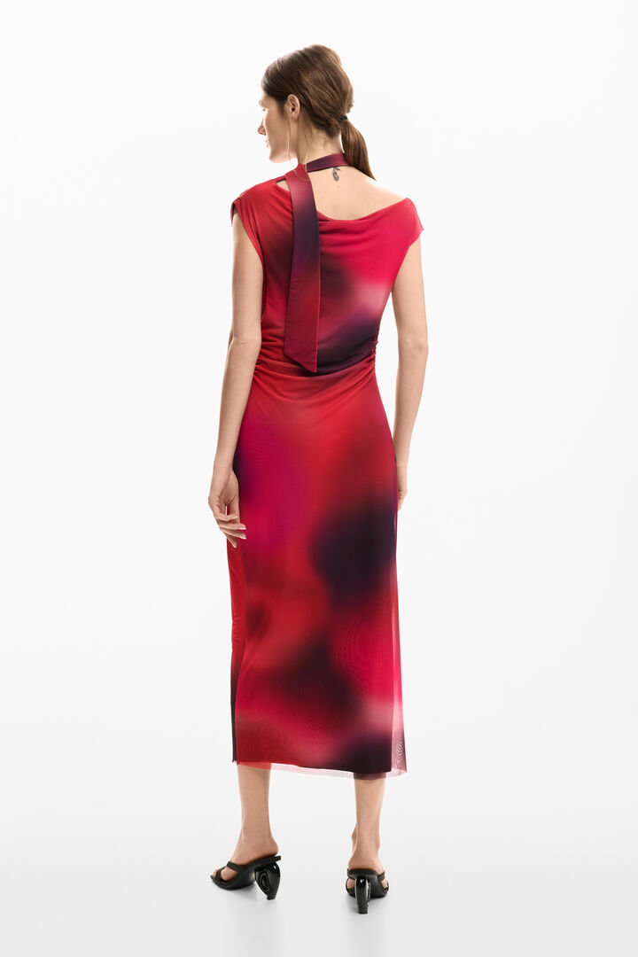 Asymmetric draped dress | Desigual