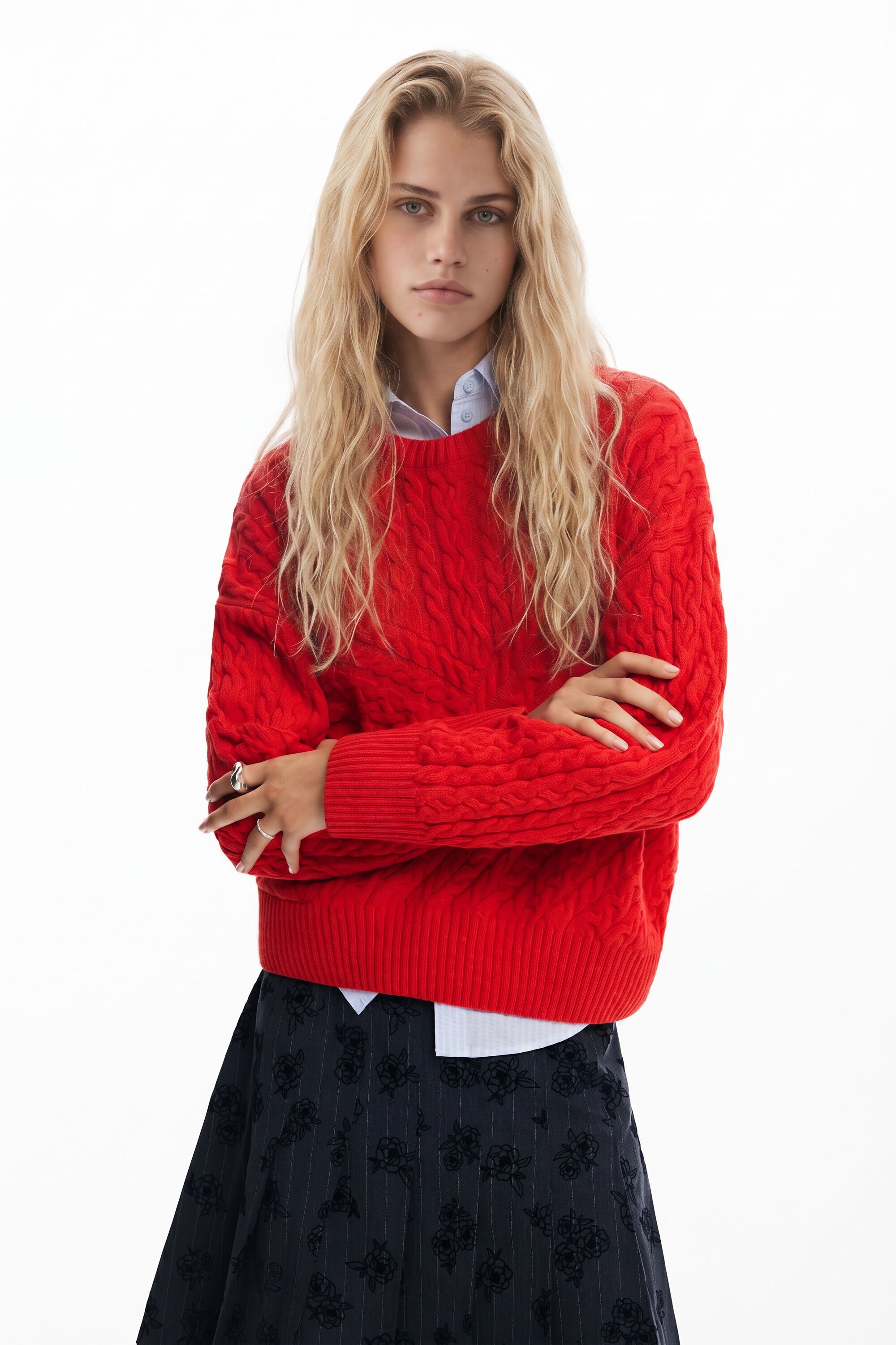 Desigual, Jersey de punto relieves, Rojo