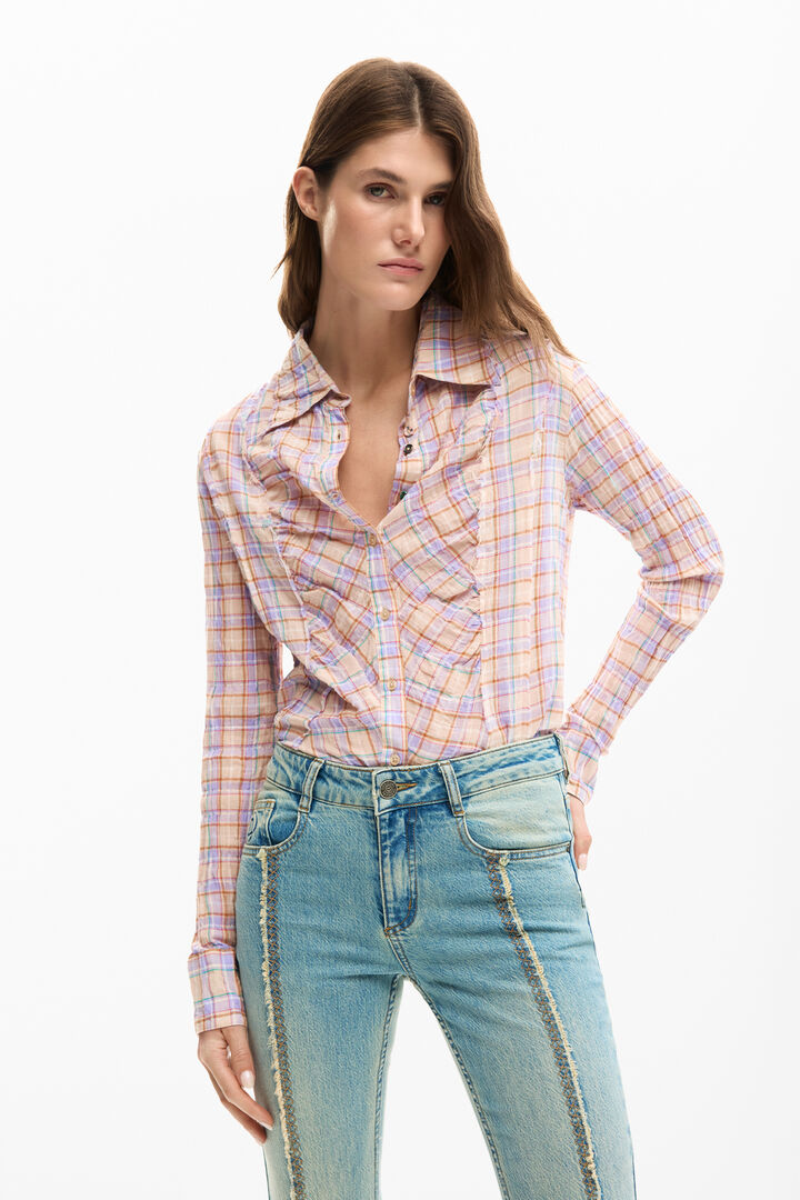 Dž&iacute;nsov&eacute; nohavice s kvetinov&yacute;m pre&scaron;&iacute;van&iacute;m | Desigual