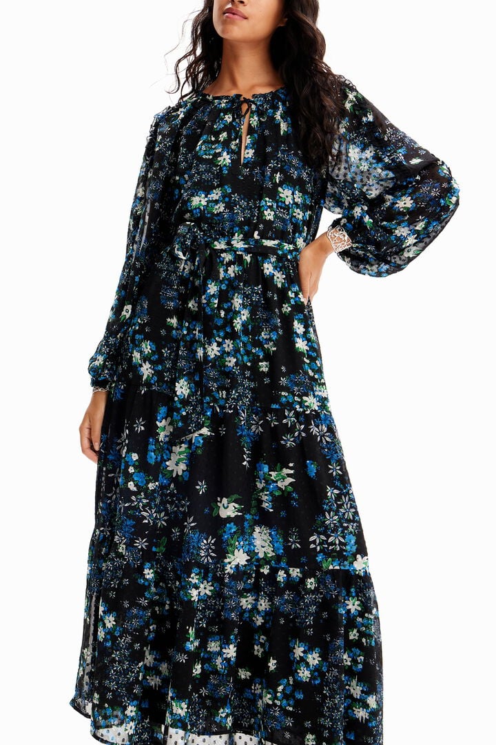 Floral plumetis midi dress | Desigual