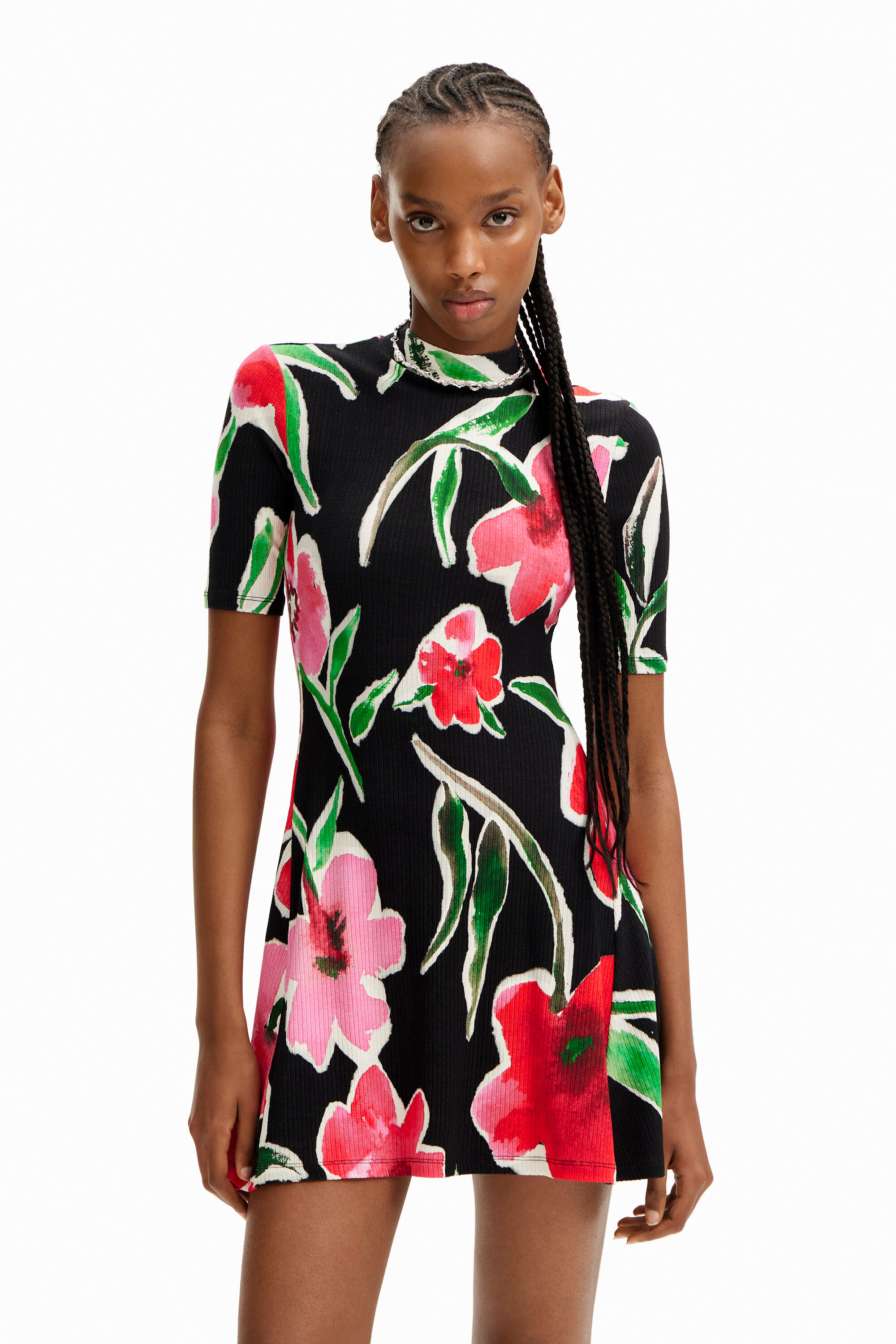 Robe patineuse courte fleurs pour femme I Desigual
