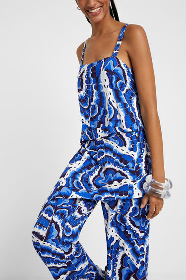 Layered jumpsuit in water effect | Desigual