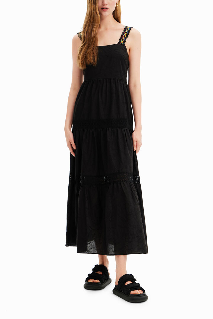 Long embroidered strap dress | Desigual
