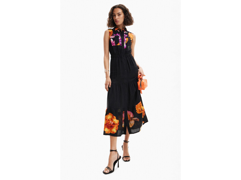 M. Christian Lacroix long floral shirt dress