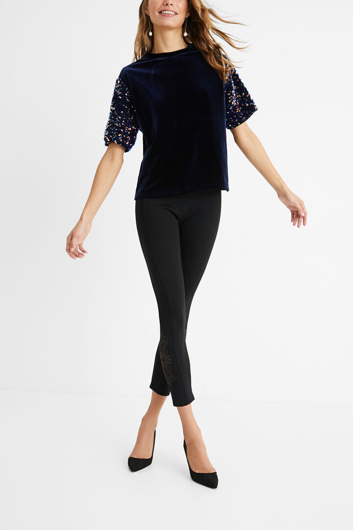 Camiseta aterciopelada lentejuelas | Desigual