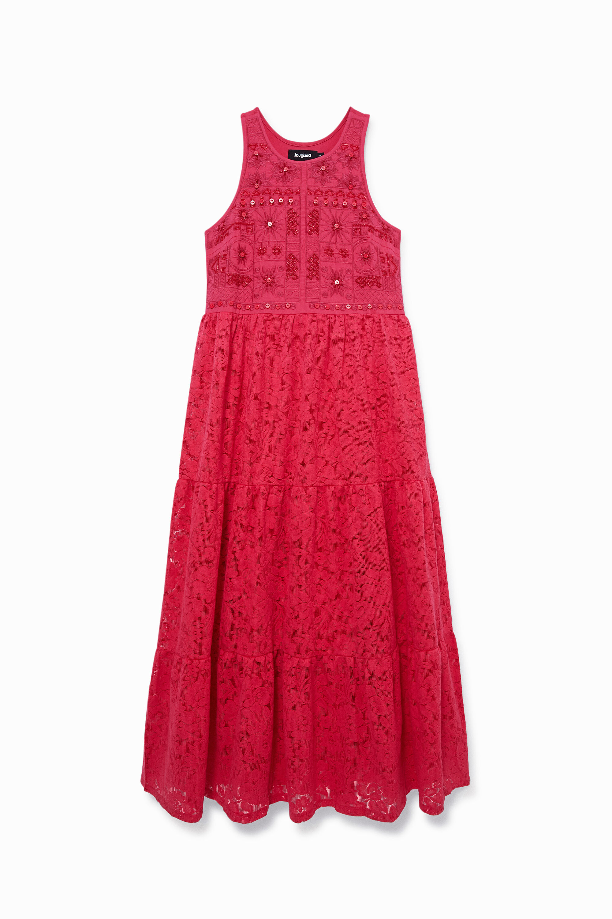 Desigual Ethnic Lace Dress In Red