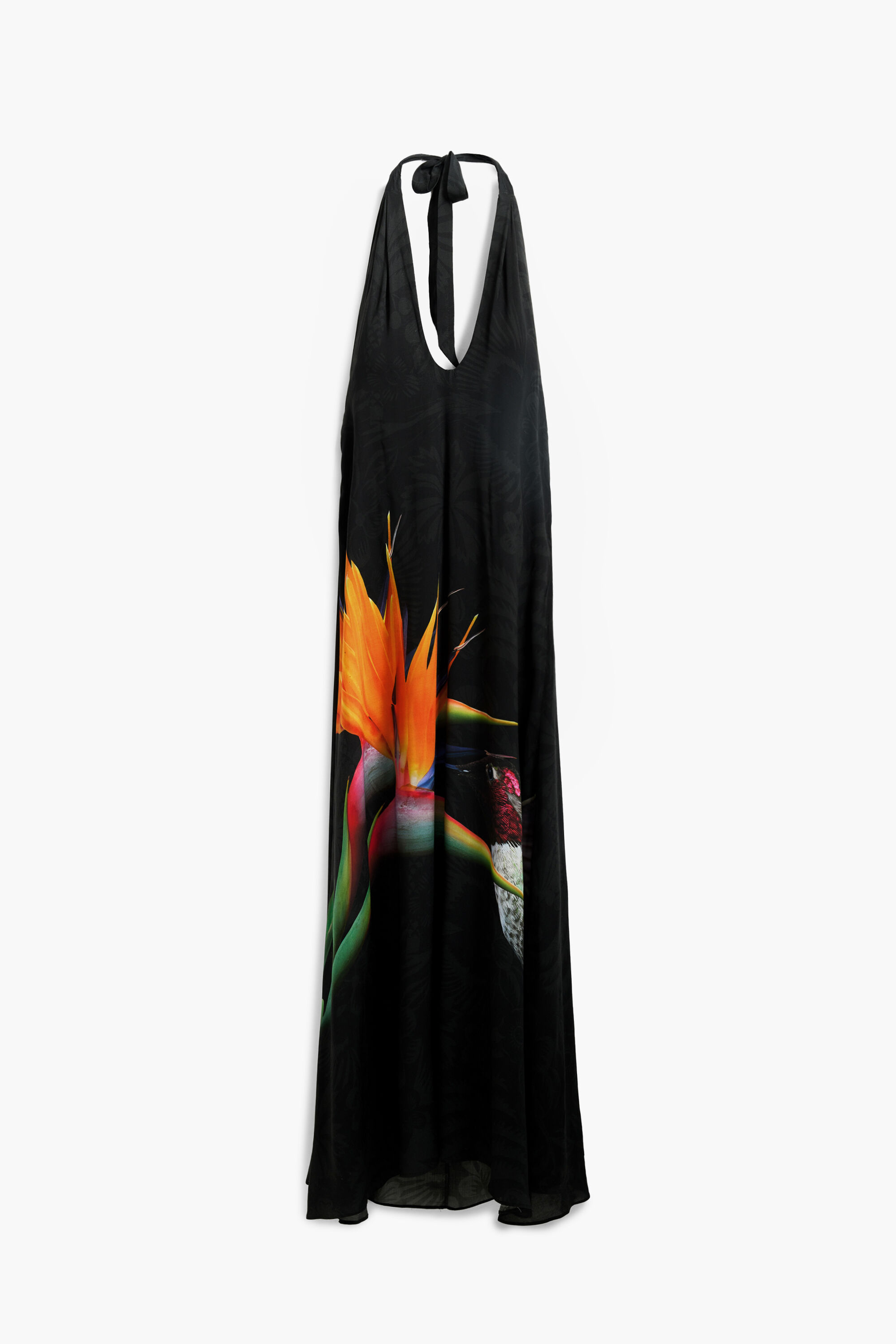 Desigual, Printed long dress, Viscose, Black, XS
