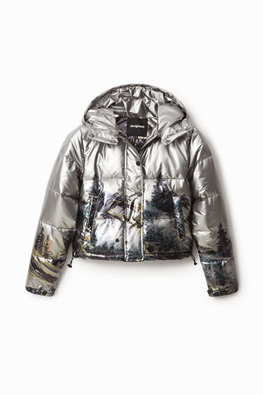 Metallic short padded jacket | Desigual