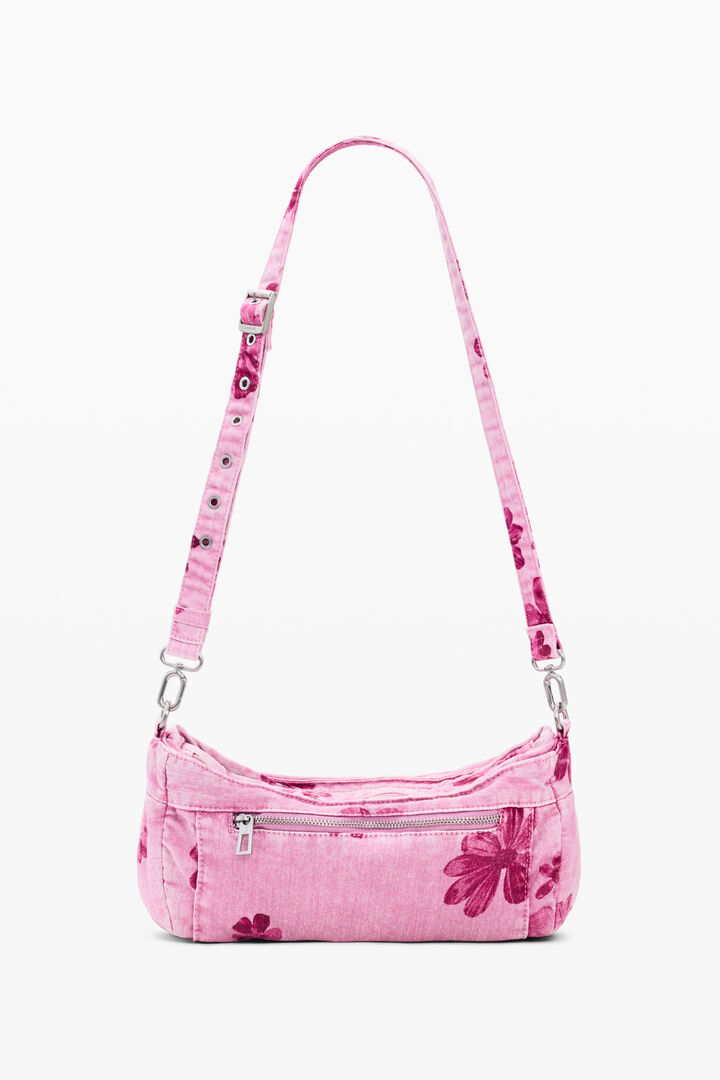 Medium denim bag with flowers | Desigual