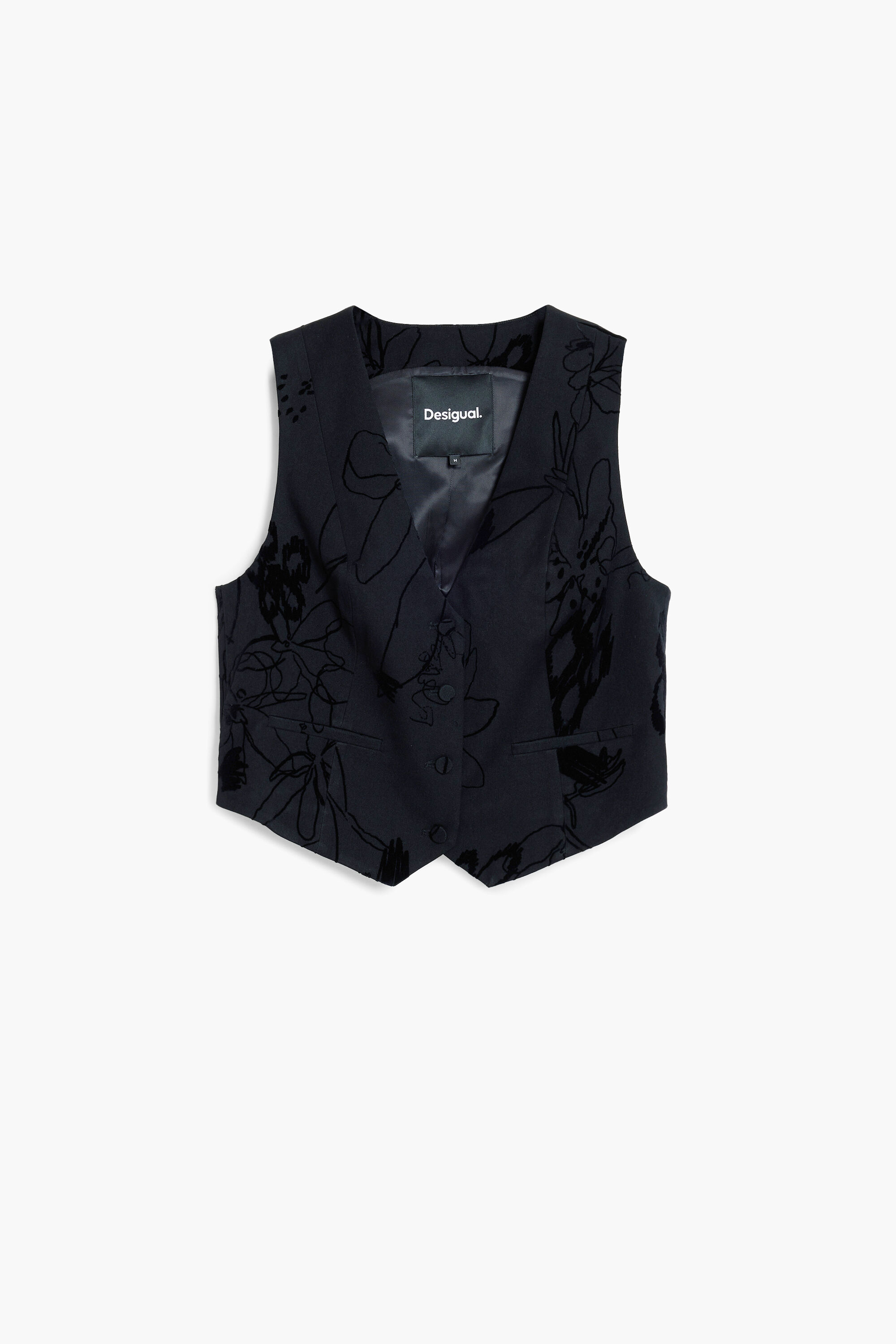 Desigual Donna Nero Gilet Tailor Floccato, L