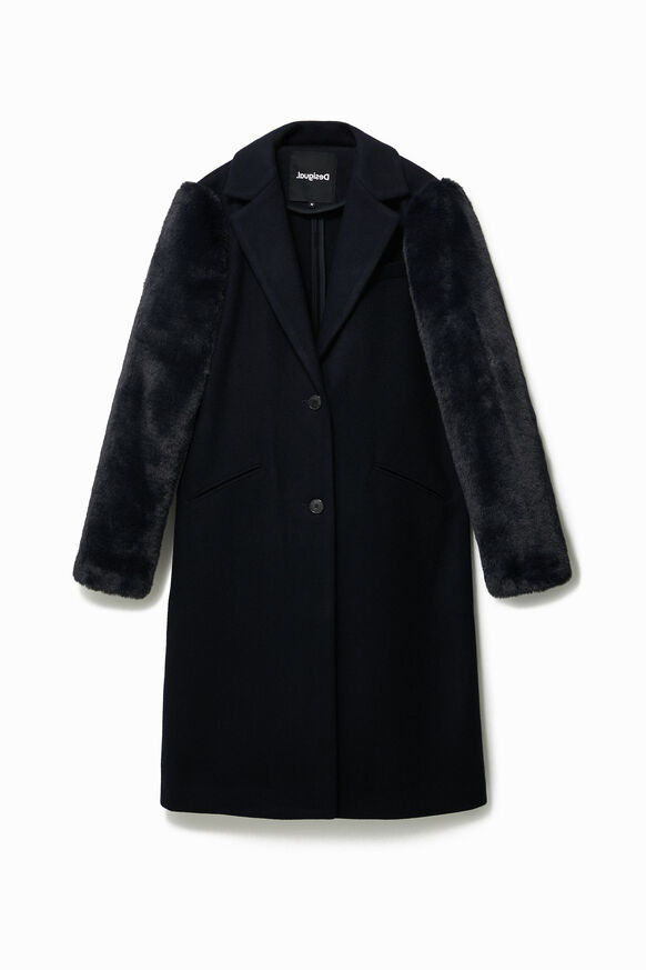 Coat With Fur Effect Sleeves Desigual Com Coat With Fur Effect Sleeves Desigual Com, Trench Coat H M Thailand