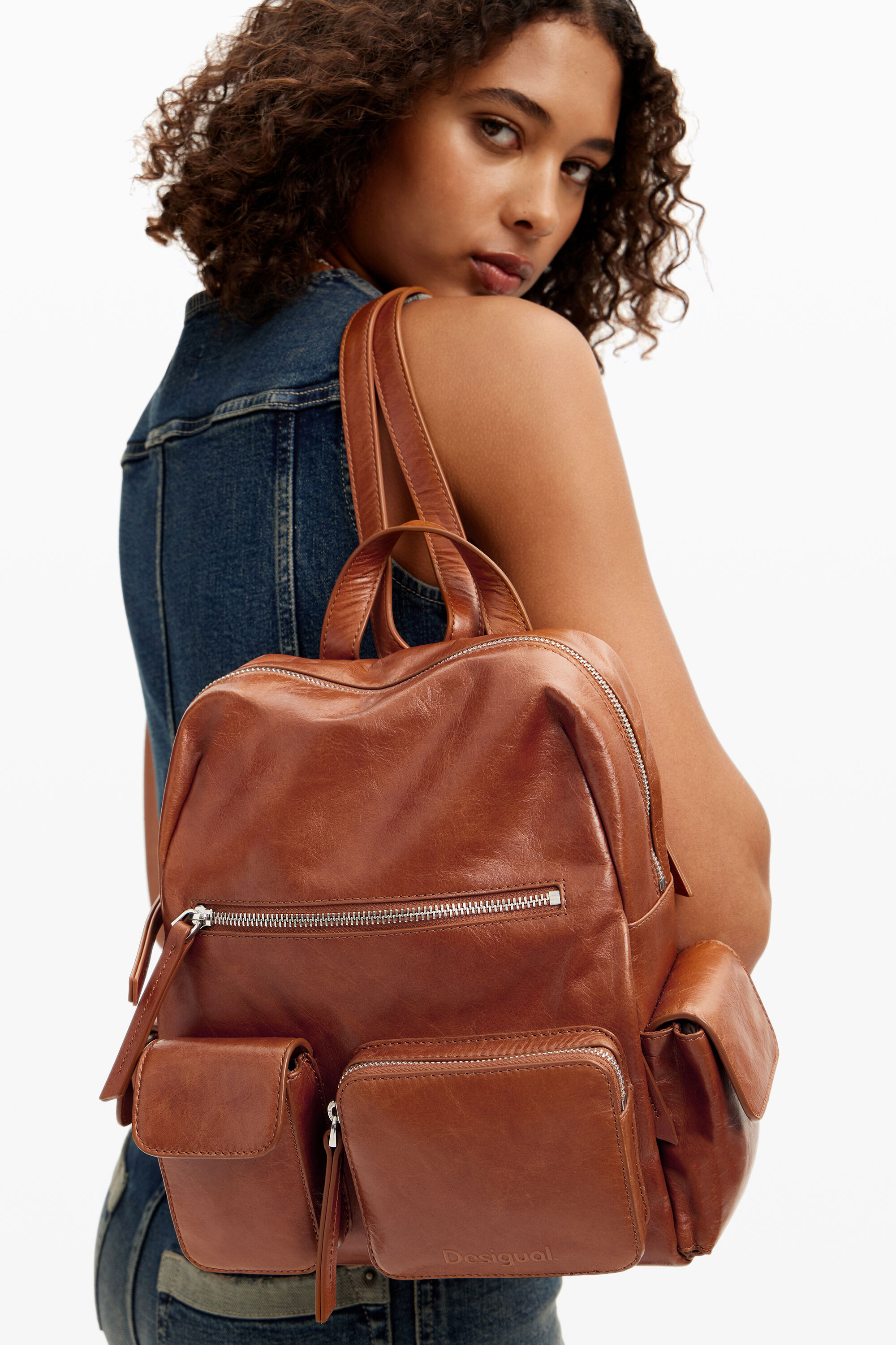 Mochila marron desigual sales