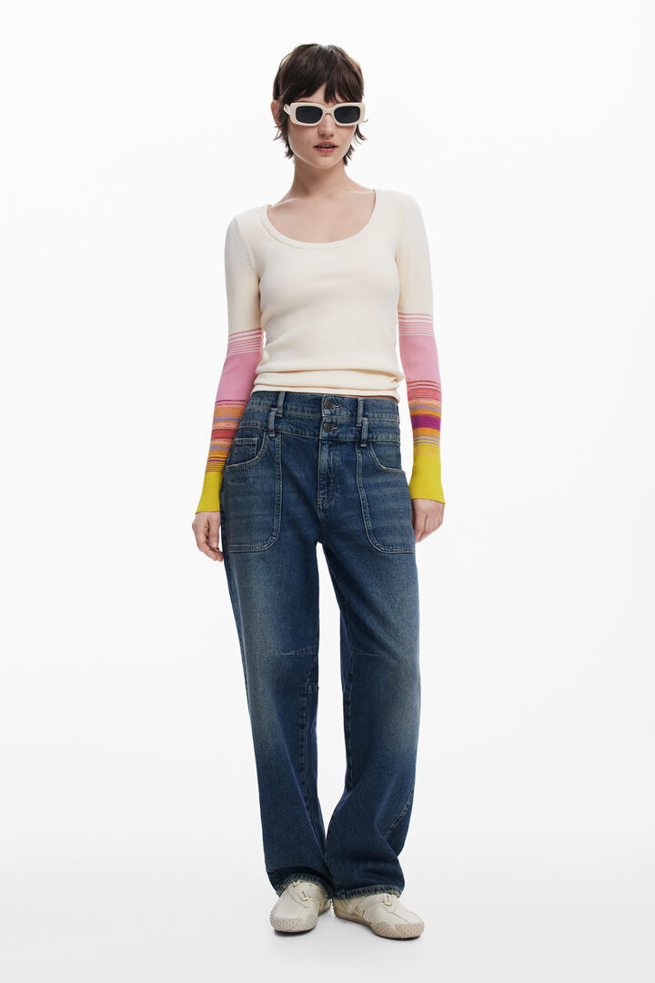 T-shirt with printed sleeves | Desigual