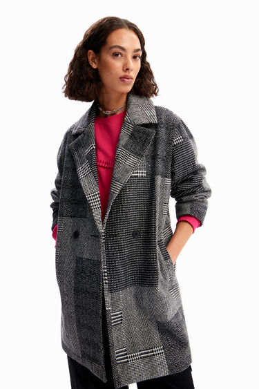 Tailored patchwork wool coat | Desigual