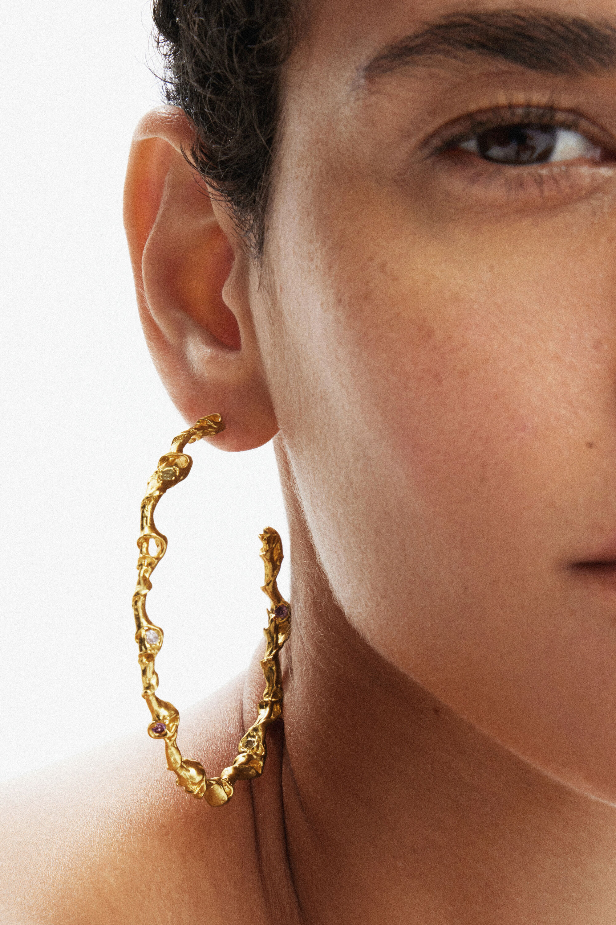Unisex Zalio gold plated XL hoop earrings I Desigual
