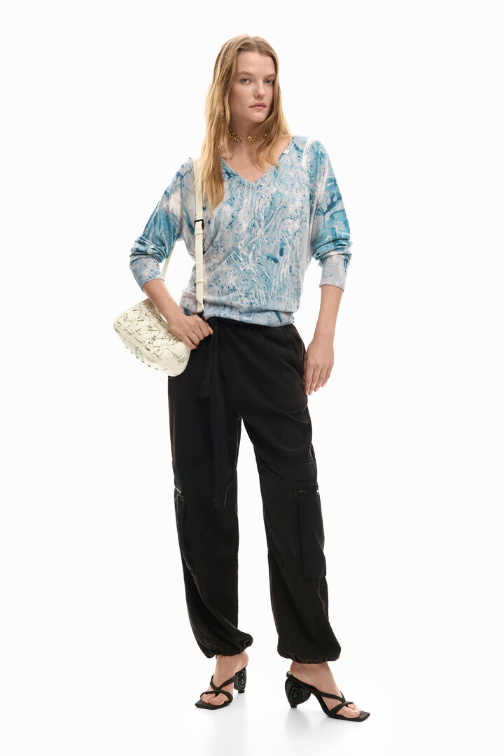 抽象的な柄のVネックセーター | Desigual