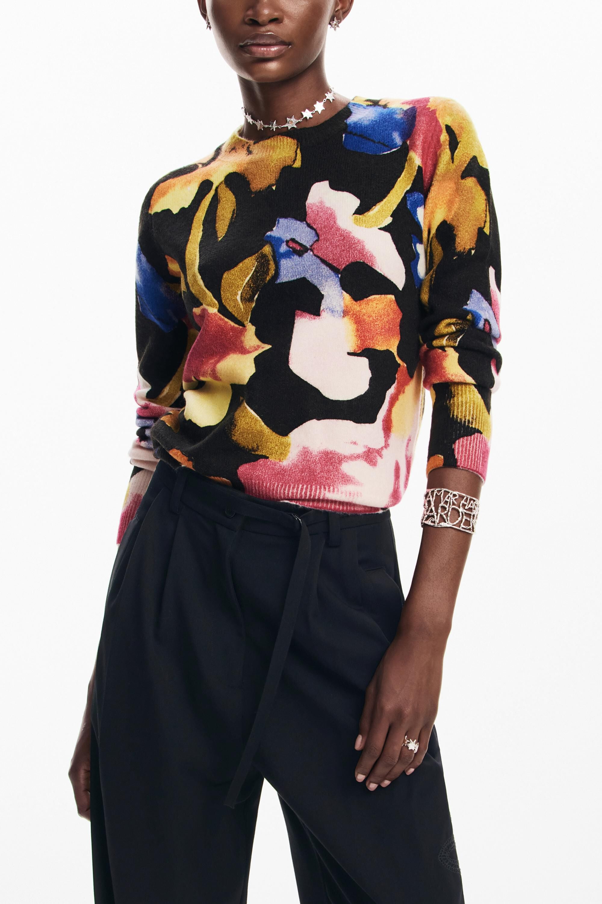 Jersey flores arty, Negro,