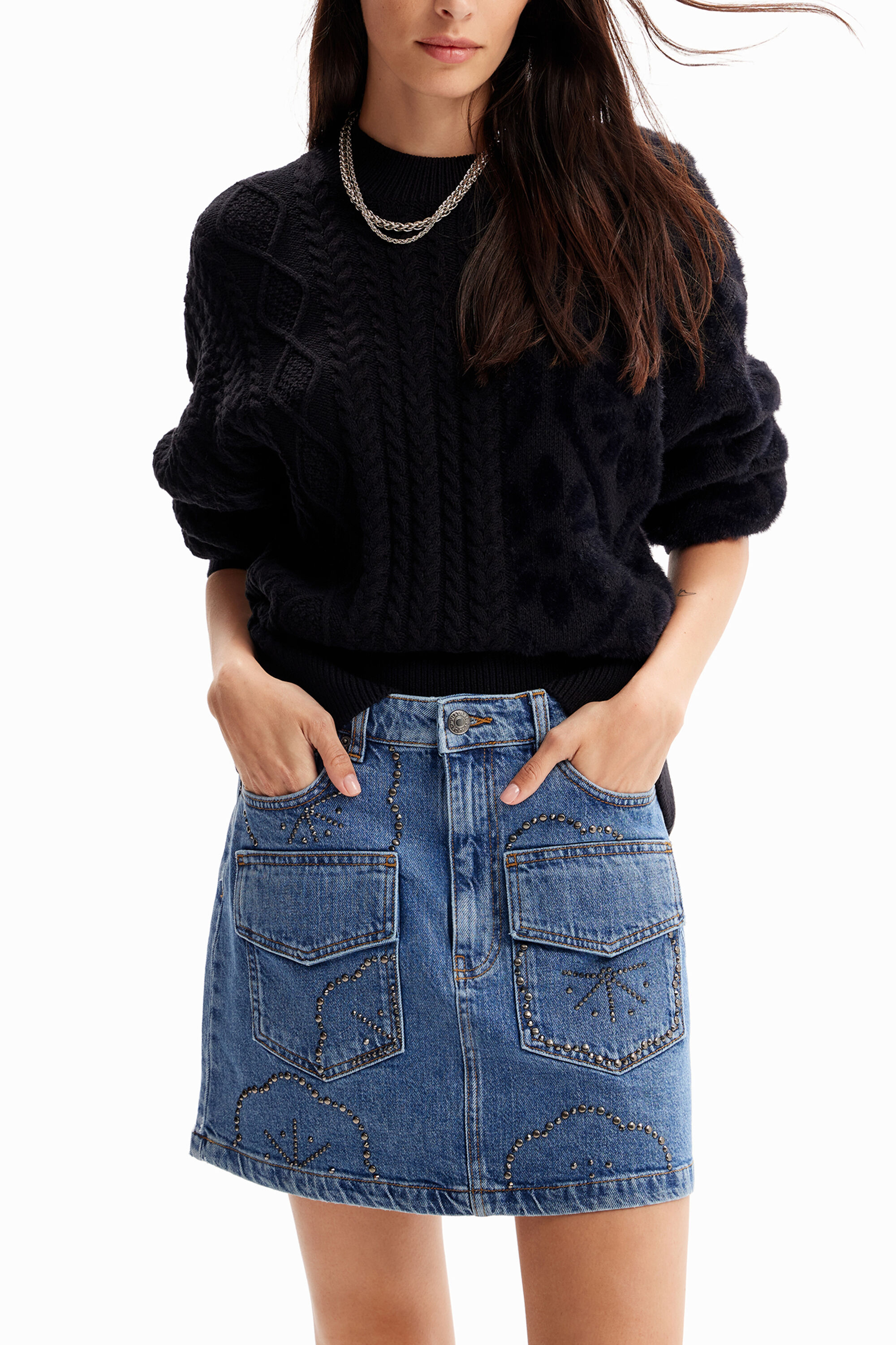 Asymmetric texture skirt Women's I Desigual.com