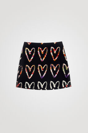 Mini-skirt cotton hearts print