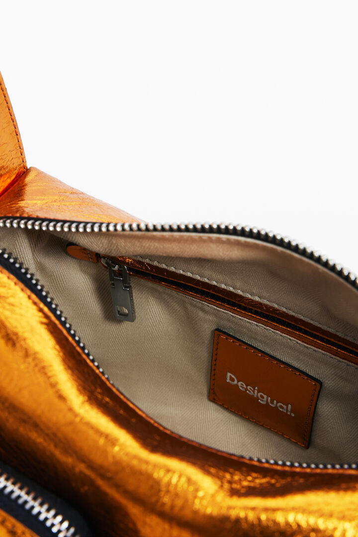 Small metallic leather bag with pockets | Desigual