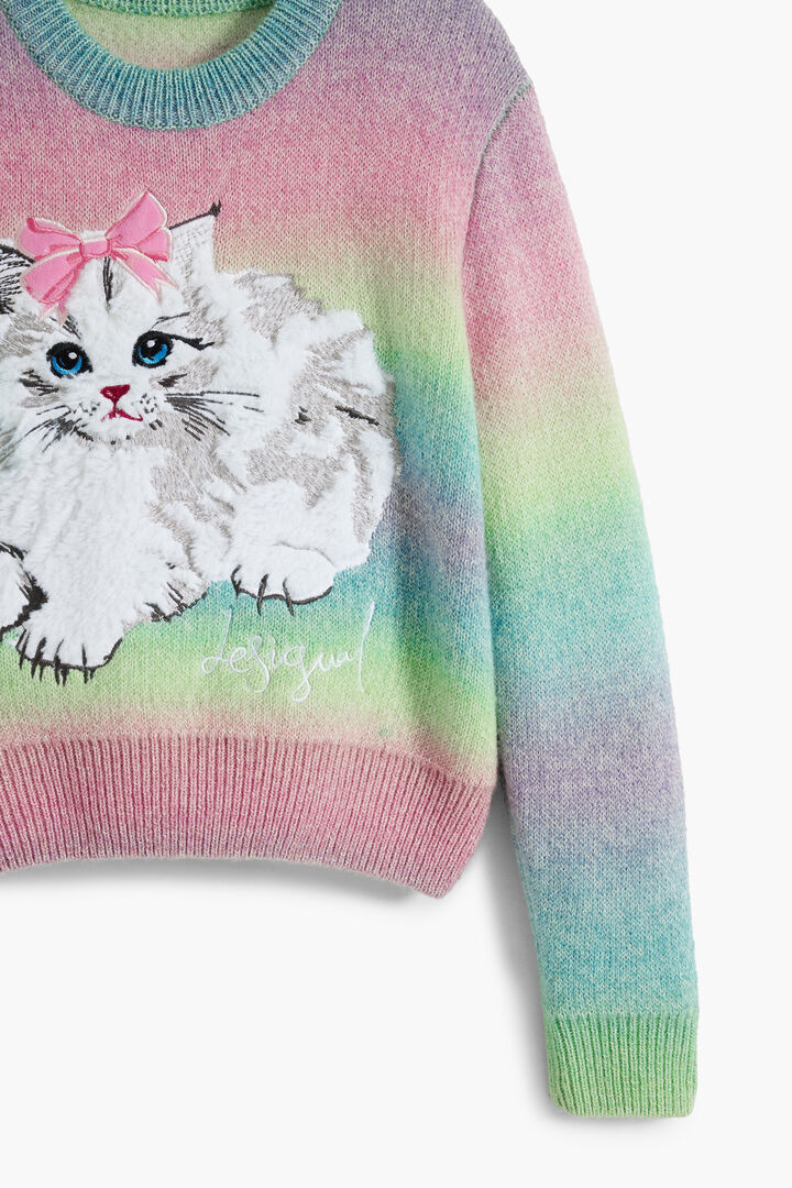 Sweter tęczowy kot | Desigual