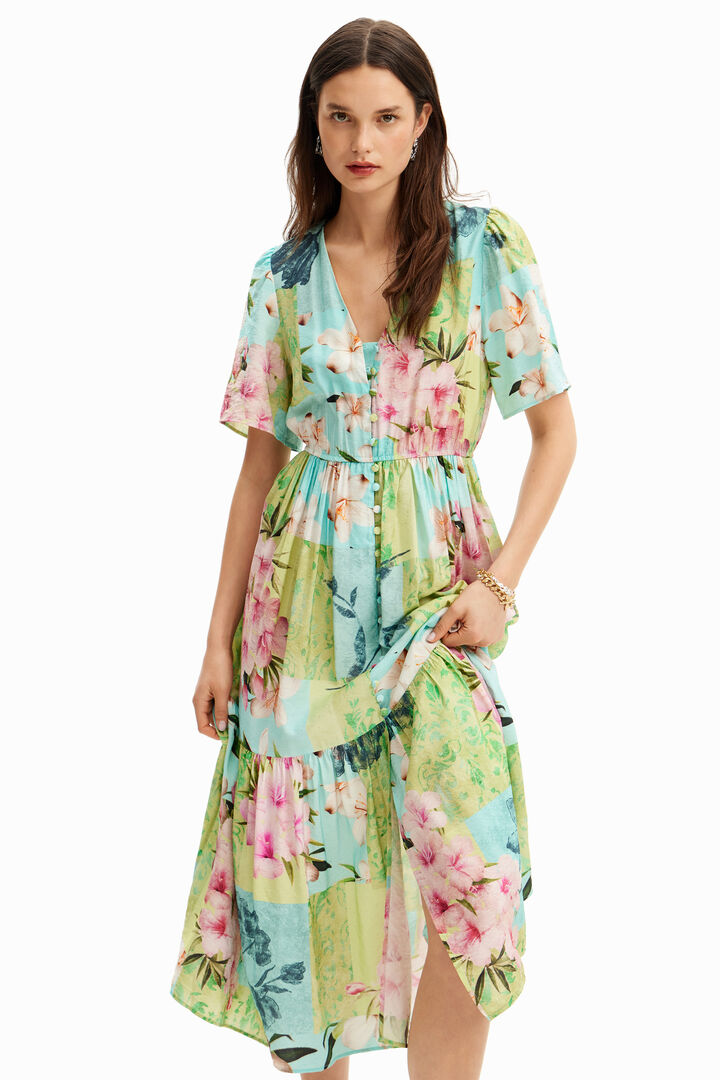 Vestido midi flores de cerezo | Desigual
