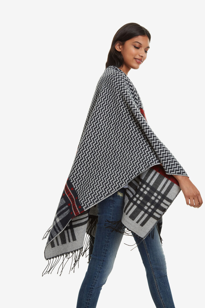 Fringed square poncho | Desigual
